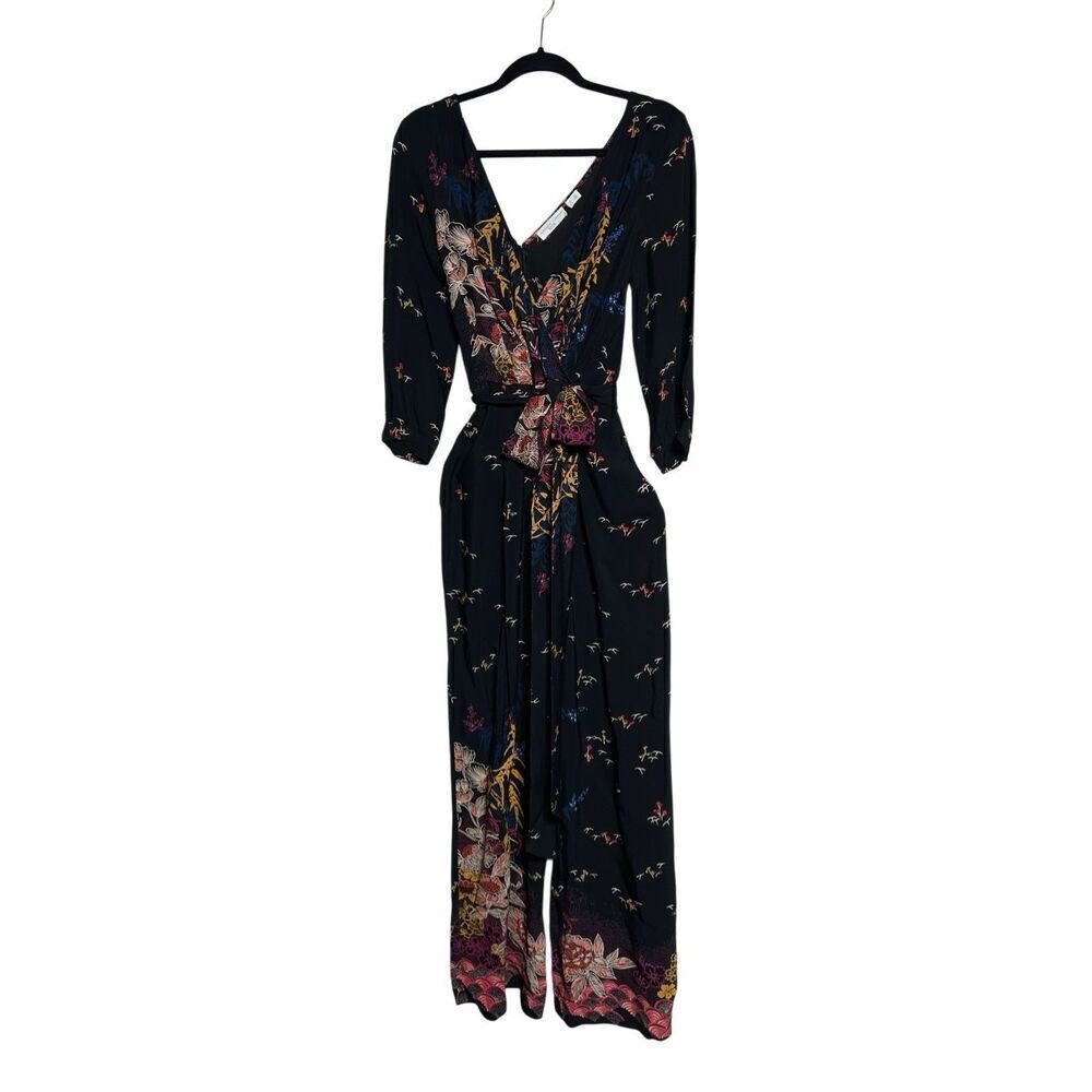 Feather Bone Anthropologie Nara Jumpsuit Black Belted Romper Size 4